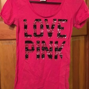 Pink sequin T shirt